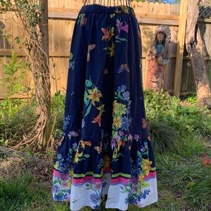 Source Unknown Floral Maxi Skirt - Navy and Multicolor